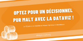 Optez pour un décisionnel pur malt avec la Dataviz ! Devenez une entreprise Data Driven en vous inscrivant à notre événement le 13 juin prochain à Bordeaux. Visuel illustrant l'événement Dataviz de Bordeaux