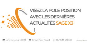 Visez la pole position avec les dernières actualités de votre ERP Sage X3 en participant à notre événement le 14 novembre prochain au Circuit Paul Ricard. Vignette pour la page de l'événement Sage X3 au Circuit Paul Ricard
