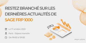 Restez branché sur les dernières actualités de votre solution Sage FRP 1000 en participant à notre événement le 17 octobre prochain à Paris. Vignette pour l'événement Sage FRP 1000 Paris