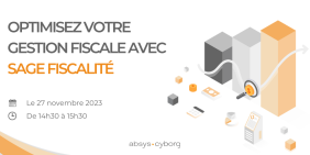 Retrouvez le replay de notre conférence web sur la solution Sage Fiscalité pour optimiser la gestion de votre fiscalité. Vignette pour la page event : Sage Fiscalité, votre allié pour une gestion fiscale optimisée