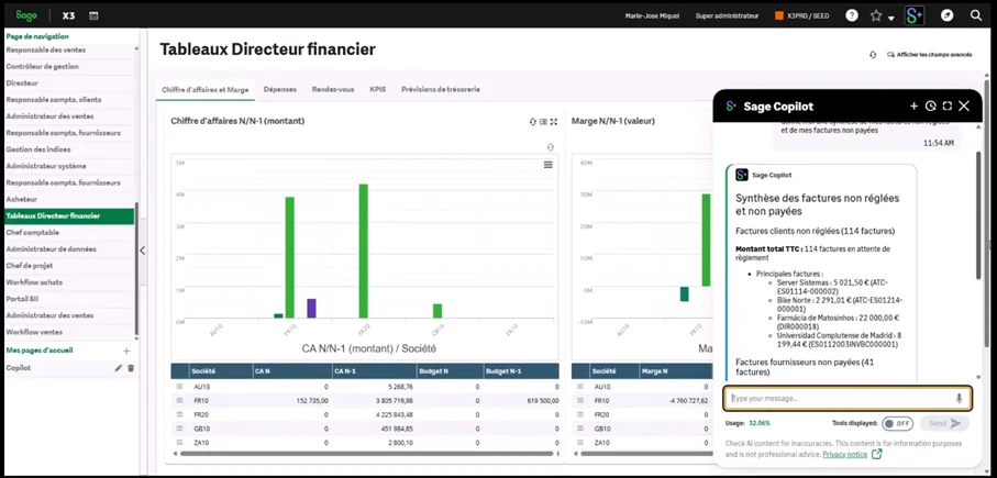 Capture écran Tableaux Directeur Financier