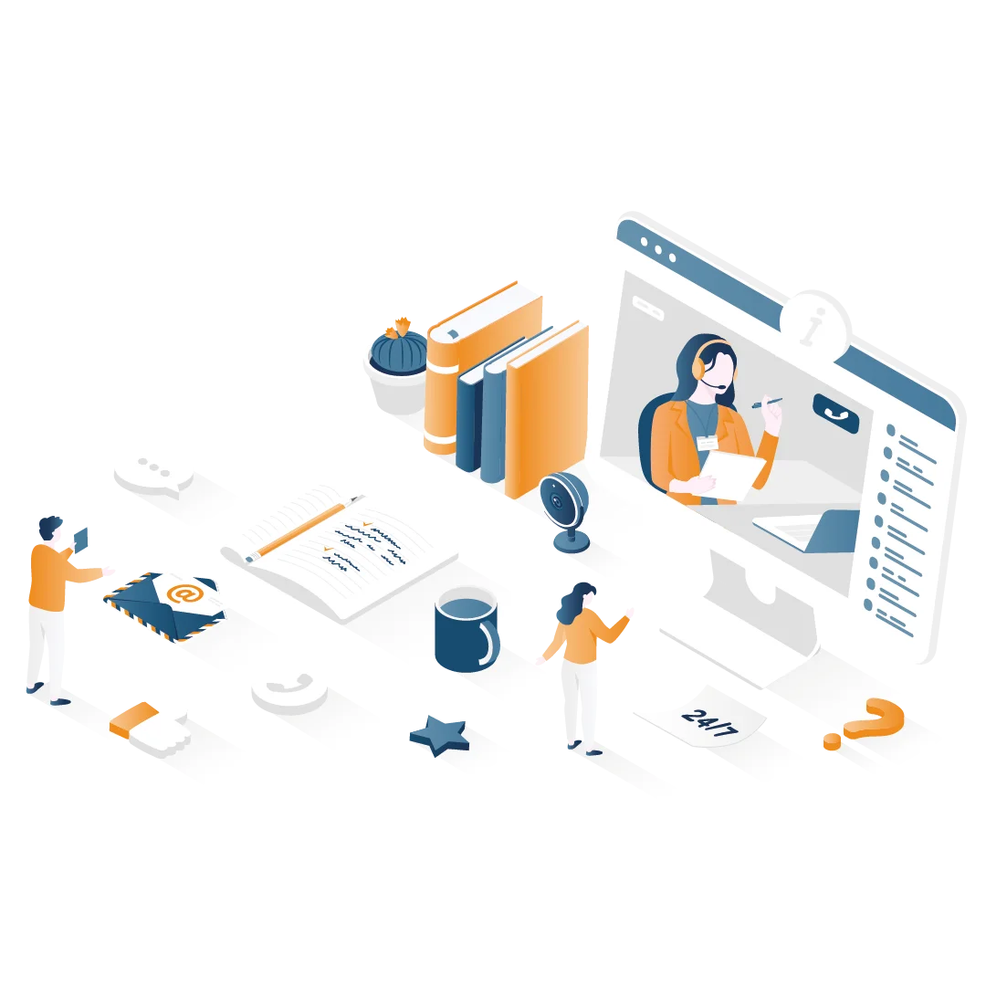 visuel isometric page logiciel de service client