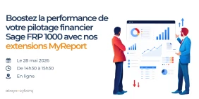 vignette illustrant la page de la conférence web pilotage financier Sage FRP 1000 avec nos extensions MyReport
